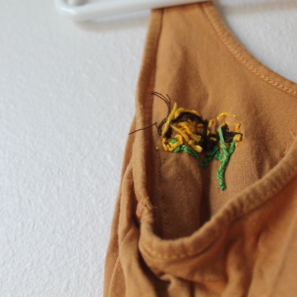 Hand-Embroidered Mustard Tank - Picture 3 of 6